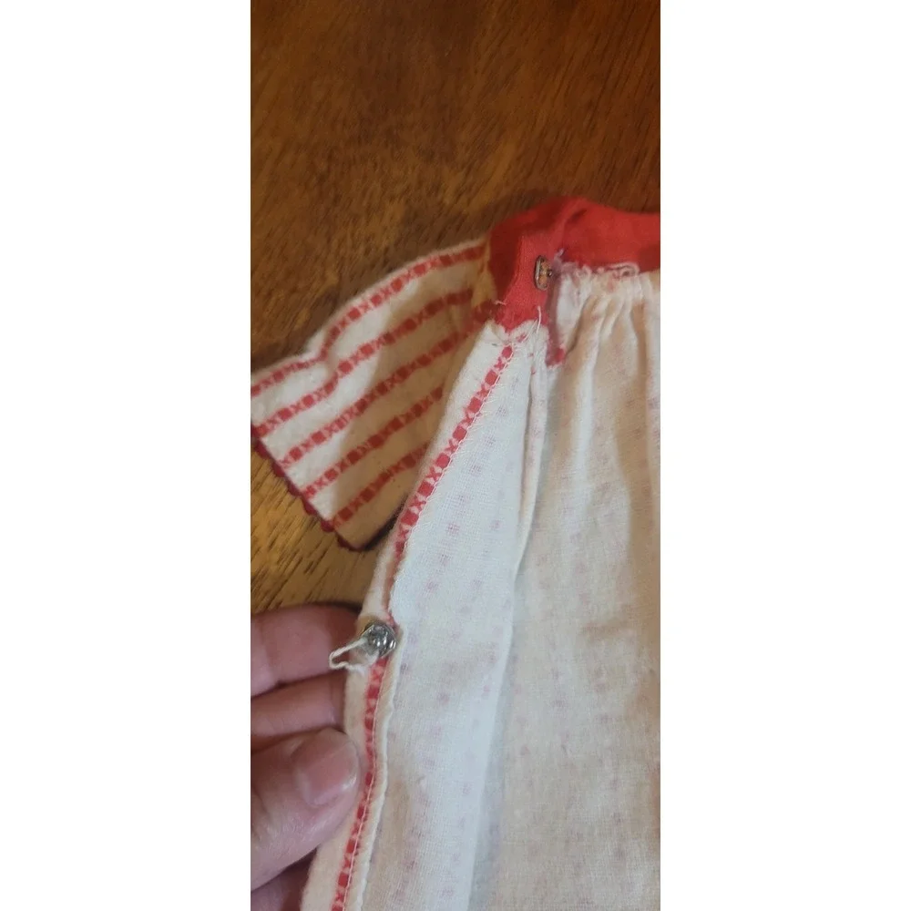 Vintage Ideal Tammy Mom ? Clothes Doll Outfit Red White Flannel Robe Nightgown
